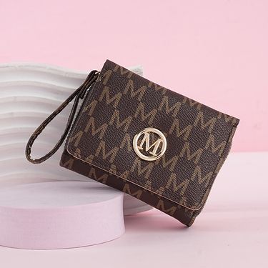 Wallet Women's Short Female Wallet Cross Border New Tri Fold Zipper Coin Purse Simple Fashion Old Pattern Card Bag_voghion.com