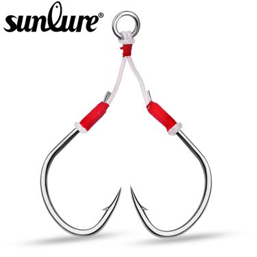 Iron Plate Lure Deep Boat Tuna Double Hair Tying Sea Fishing Assist Jigging Hook_voghion.com