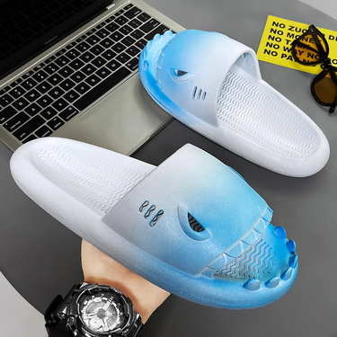 Slippers Women Sliders Men Cute Shark Slippers Sandals Open Toe Pillow Beach Slippers for Summer Cloud Slippers_voghion.com