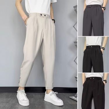 Men's Clothing Skinny Nine Point Pants Men's Casual Pants Suit Pants Ins Handsome Skinny Pants All Match_voghion.com