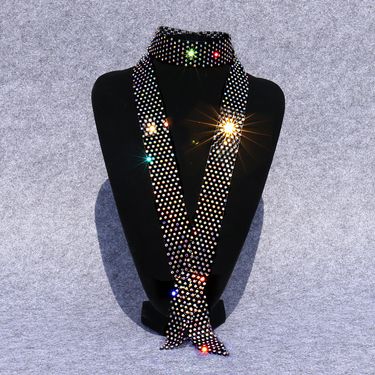 Tie , Rhinestone, Fashionable Internet Celebrity Trendy Neck Decoration Necklace, Crystal Sparkling Rhinestone For_voghion.com