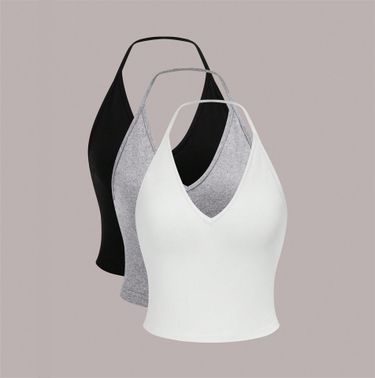 Women's camisole sexy hot girl backless low-cut halter neck top Halter Top_voghion.com