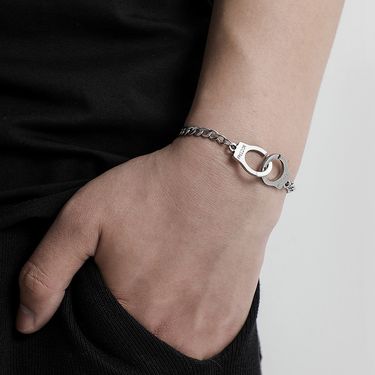 Personalized Creative Engraved Handcuffs Couple Bracelets Fashion Hip-Hop Jewelry Simple Trendy Wristbands Accessories_voghion.com