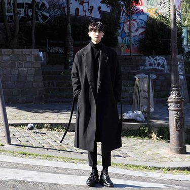 Winter new with cotton wool solid color plus size Korean version medium long waistband men's coat_voghion.com