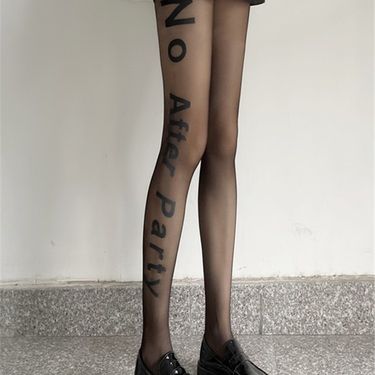 2025d Black Letter Stockings Internet Celebrity Women Trendy Brand With Ultra-thin Printed Pattern Crystal_voghion.com