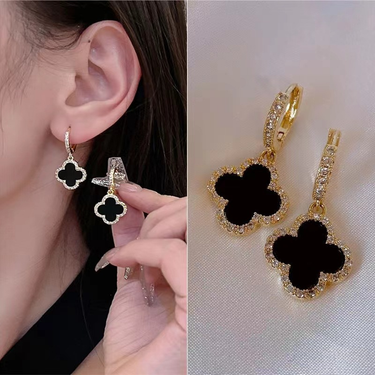 Four-leaf Clover Earrings For Women Fashion Classic Diamond Zircon Earrings Luxury Charm Copper Plated Pendant Earring Jewelry_voghion.com