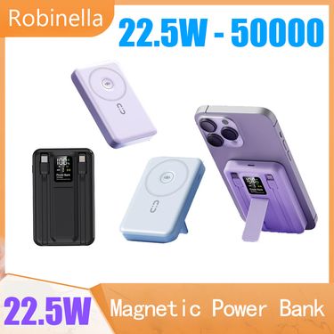 22.5W Magnetic Power Bank Fast Charging Wireless Powerbank With Stand External Spare Battery For IPhone 16 Mag Safe_voghion.com