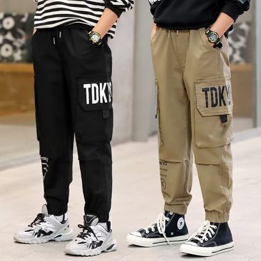 Mother&Kids Boys' overalls Boys' summer casual pants Pure cotton bunches feet large boys thin_voghion.com