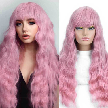 Synthetic Women's Chemical Fiber Long Style With Bangs Curly Hair Wig Full Headband Available In Multiple Colors_voghion.com