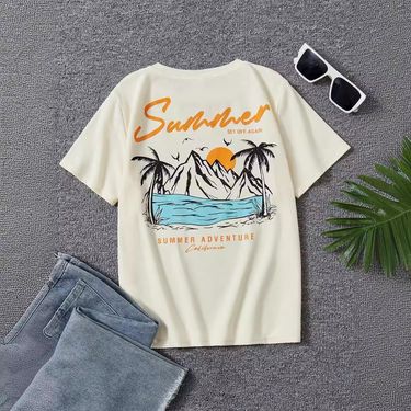 Kid's Clothing landscape print short-sleeved T-shirts for boys summer new tops all-match children's clothing_voghion.com