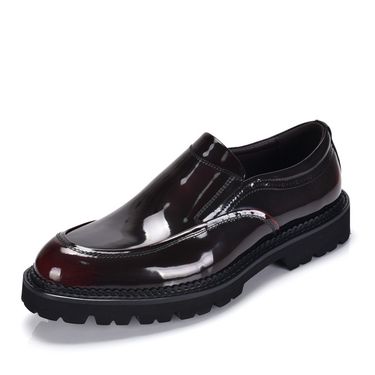 ShoeVault Genuine Glossy Patent Loafers Men Slip-On Breathable Casual Cowhide British Style Lazy Leather Shoes Thick Sole_voghion.com