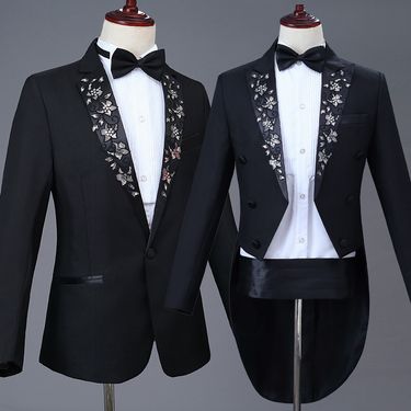 CT Tuxedo Men's Suit New Embroidered Piano Performance Tailcoat Adult Choir Costume_voghion.com