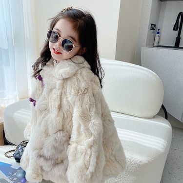 Girls Fur 2025 Winter New Style Coat Imitation Fur Fur One Piece Parka Rabbit Fur Baby Temperament Coat_voghion.com