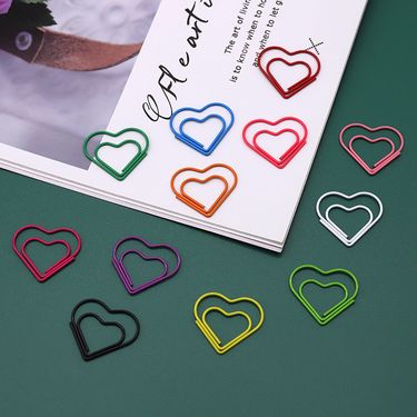 Color love shape paper clip factory wholesale bookmark paper clip office cute creative cartoon special-shaped pin_voghion.com