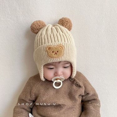 Children's autumn and winter wool hat plus velvet warm baby knitted hat boys and girls three dimensional dinosaur cartoon baby ear protection hat_voghion.com