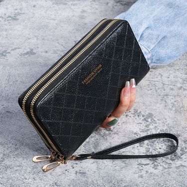 2024 New High Capacity Wallet Long Student Handbag Double Zipper Korean Women's Key Mobile Case_voghion.com