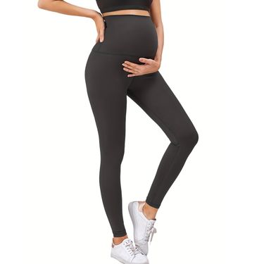 2024 New Pregnant Women's Solid Color Wide Waist Shoulder Sports Tights_voghion.com