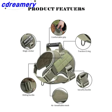 1count Dog Harness,No Pull Military Pet Harness For Large Dogs Vest Harness With Night Easy Control Handle For Walking, Hiking_voghion.com