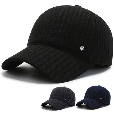 Cotton hat men's middle-aged and elderly baseball cap warm plus velvet thickened baseball cap windproof and coldproof ear protection cap_voghion.com