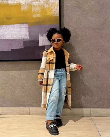 M8075 children's autumn jacket with checkered color blocking collar and frosted sleeved top, trendy long cardigan ins_voghion.com