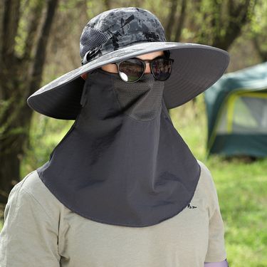 12CM Sun Protection Wide Brim Hat For Men And Women Outdoor Leisure Sunshade Fisherman Hat To Cover Face And Neck Protective Hat_voghion.com