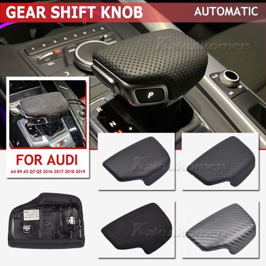 For Audi A4 B9 A5 Q7 Q5 2016 2017 2018 2019 Gear Shift Knob Cover Perforated Leather Handball Shifter Handle Lever Case_voghion.com