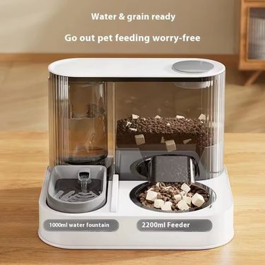 Two-in-One Automatic Pet Feeding Dish Integrated Plastic Cat Bowl Water Dispenser And Food/Water Bowl For Dogs And Cats_voghion.com