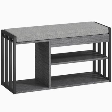 Schuhregal Mit Sitzbank, Flurregal Für Schuhe, Schuhschrank Mit 3-stufigem Design, Für Flur, Eingangsbereich, Wohnzimmer, Schlafzimmer, Grau_voghion.com