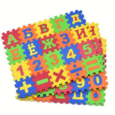 5.5CM60 Pieces Set Of EVA Operation Symbols And Numbers Russian Letters Math Puzzle Floor Mat Mini Foam Puzzle_voghion.com