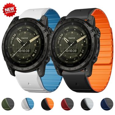 Suitable For Garmin Fenix7X/6/5 Tactix Contrast Color Silicone Magnetic Loop Strap_voghion.com