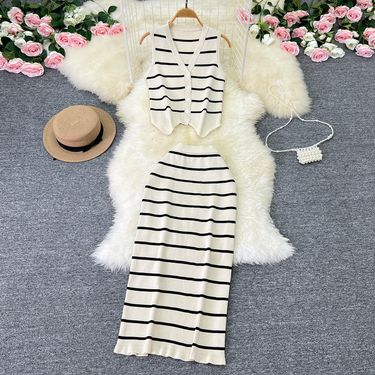 Women's temperament high waist hip skirt half-length skirt two-piece suit_voghion.com