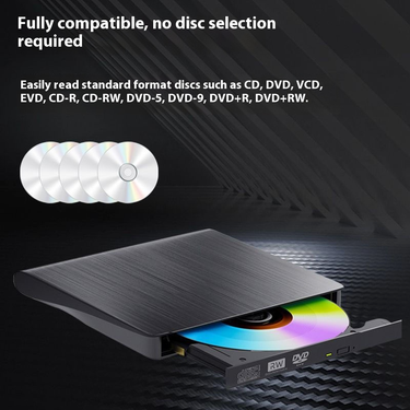 External USB 3.0 Optical Drive - Brushed Metal DVD/CD Burner For Notebooks, External CD/DVD Reading & Burning With High-Speed Data Transfer_voghion.com