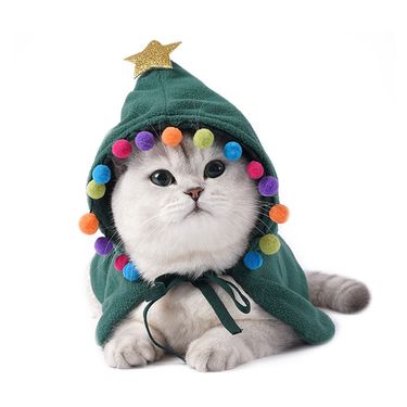 Christmas Dog Pet cat small cape Christmas tree cape Cape Cat dog holiday clothes Christmas clothes_voghion.com