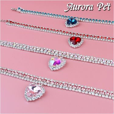 diy Cute Luxury Pet Collar Pet Cat Dog Collar Love Pendant Pet Supplies Love Crystal Luxury Collar Kitten Collar Cat Necklace_voghion.com