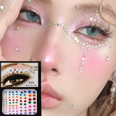 Shiny face jewelry sticker face jewelry diamond makeup art eyeliner temporary tattoo party bad makeup tools eyes_voghion.com