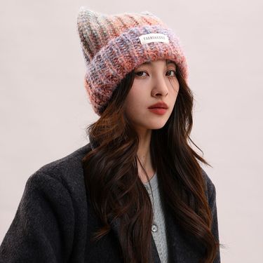 Korean Version Of Abifeng Cute Cat Gradient Knitted Wool Women In Autumn And Winter, Warm Ear Protection, Cold Hat For_voghion.com