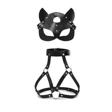 European and American Adult Torture Tools Sex Products Leather Flirting Queen Stage Performance Bondage Collar Fox Mask Set_voghion.com