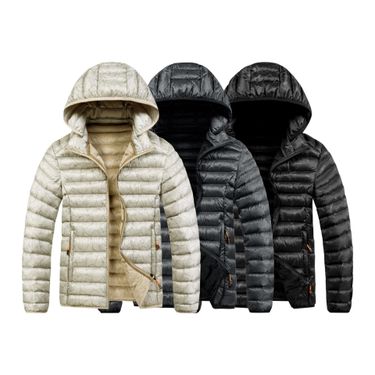 Men's Clothing Men's Printed Hooded Jacket - Lightweight Polyester Puffer Coat With Zipper Pockets, Casual & Sporty Winter Outerwear_voghion.com