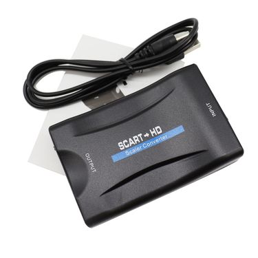 1080P SCART HDMI-compatible Video Audio Converter with USB Cable For HDTV Sky Box DVD Television Signal Upscale Converter_voghion.com