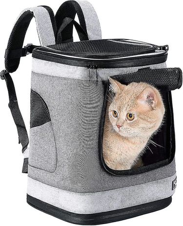 Waterproof Padded Fabric Pet Dog Puppy Cat Backpack Rucksack Carrier Bag (grey)_voghion.com