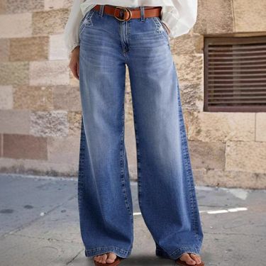 Women's Clothing Retro Wide Leg Jeans Spring New Long Straight High Waist Casual Pants For Women_voghion.com