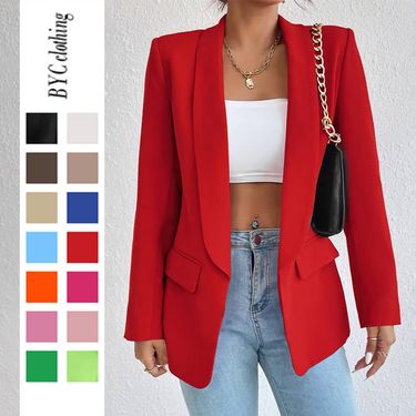 Women's Clothing New Red Small Suit Commuting Spring And Autumn Jacket Tops_voghion.com