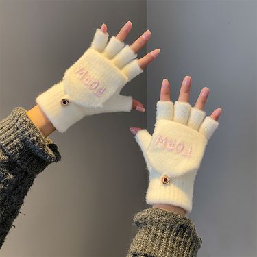 Gloves Women's Winter Cute Plus Velvet Thickened Girls' Winter Warm Wool Can Touch Screen Autumn And Winter_voghion.com
