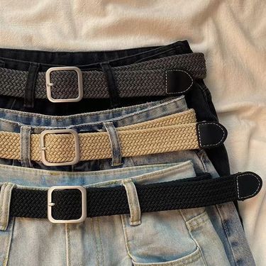 Men's And Women's Pin Buckle Canvas Casual Work Pants Belt Trendy Student Youth Military Training Outdoor Simple Korean_voghion.com