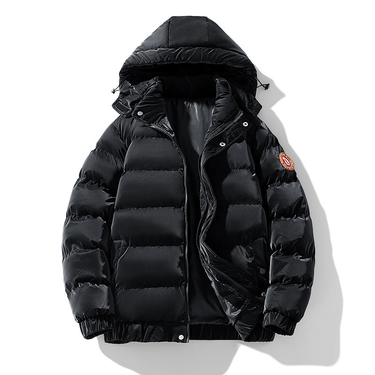 Men's Clothing New Winter Thick Warm Cotton Padded Jacket Men's Trendy Solid Color Hooded Cotton Padded Jacket Men's Bread Coat Velcro_voghion.com