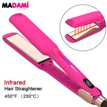 Professional Infrared Hair Straightener With Tourmaline Ceramic Plates - 1.5 Inch Flat Iron For Salon & Home Use, Adjustable Temperature_voghion.com