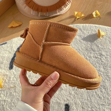 Girls' Genuine Shearling Snow Boots - Waterproof Winter Booties With Plush Fleece Lining, Non-Slip Sole For Cold Weather_voghion.com