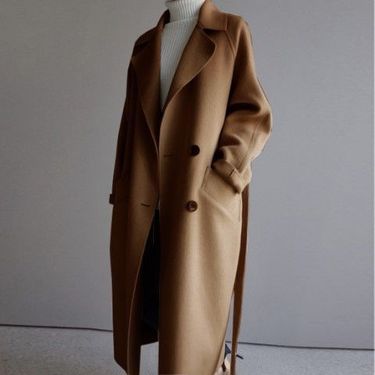 In Stock 2023 Autumn And Winter New Girl Coat Japanese And Korean Mid-length Belt Loose Over-the-knee Solid Color Woolen Coat_voghion.com