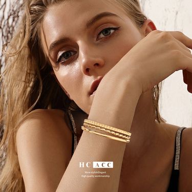 Fashionable niche design copper plated real gold adjustable bracelet light luxury high end bracelet jewelry_voghion.com