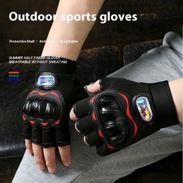 Motorcycle Riding Gloves For Men Half Finger Motorcycle Equipment Fitness Protective Gear Outdoor Anti Slip Breathable Wear-resistant Gloves_voghion.com